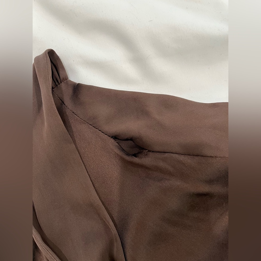 GUC quince washable stretch silk high neck midi dress brown hot fudge xs - Picture 16 of 16